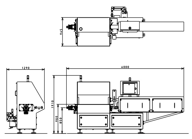 ロース原木充填機の寸法図
