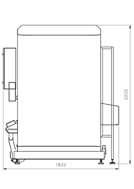 200Lミートワゴン洗浄装置の寸法図
